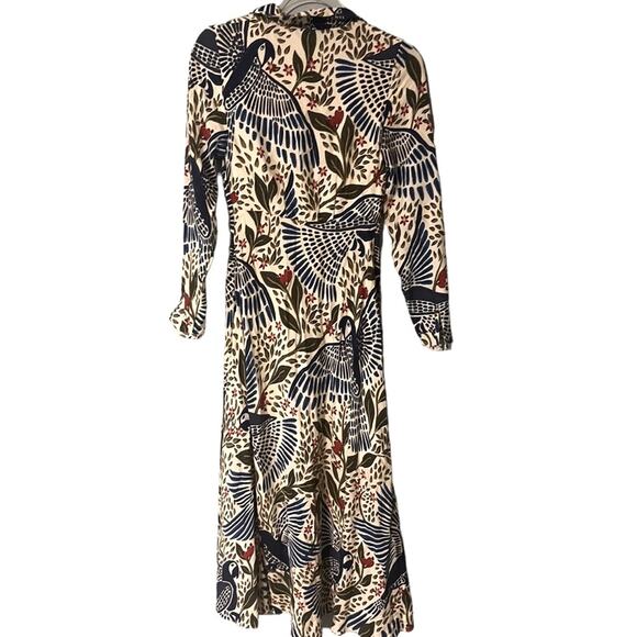 FARM Rio Blue Macaw Flight Deep V Boho Artsy Maxi Dress Size XS NWT - Picture 4 of 7
